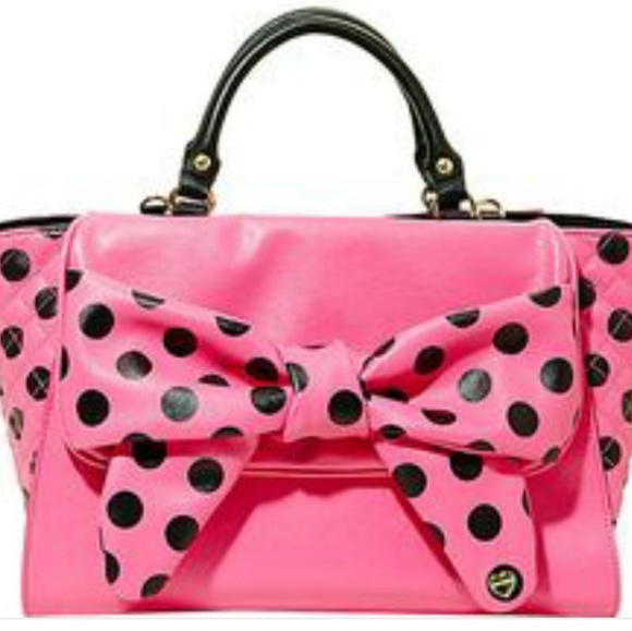 Betsey Johnson Handbags - ISO Pink/Black Polka Dot Betsey Johnson Purse